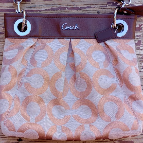Coach Bags Coach Rose Gold Canvas And Leather Bagpurse Crossbody